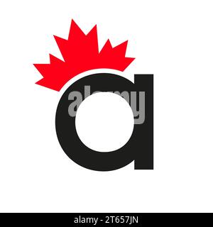 Letter A Maple Leaf Logo Template Symbol of Canada. Minimal Canadian Business, Company Logo Stock Vector