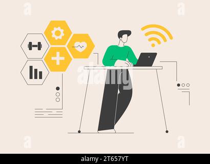 Health-focused IOT desks abstract concept vector illustration. Stock Vector