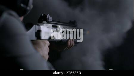 High-Speed 800fps Slow-Motion Shooting with AK-47, Man Aiming and ...
