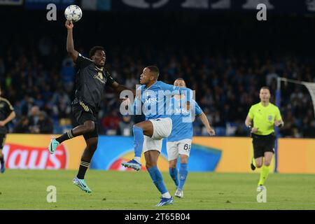 Naples, Italy. 08th Nov, 2023. Natan of SSC Napoli competes for the ball with Sheraldo Becker of FC Union Berlino during the Uefa Champions League between SSC Napoli vs FC Union Berlin at Diego Armando Maradona Stadium Credit: Independent Photo Agency/Alamy Live News Stock Photo