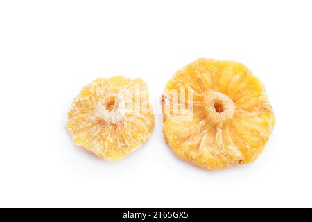 Dried  pineapple slices isolated on white background Stock Photo