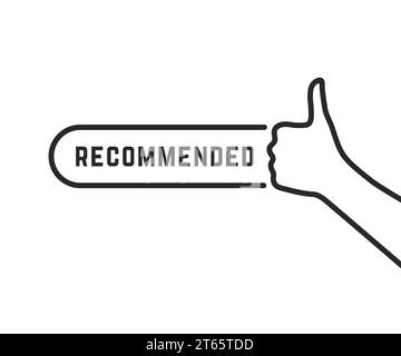 black recommended like thin line thumb up Stock Vector