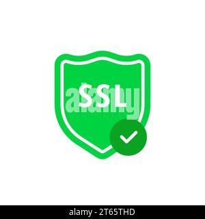 simple green ssl shield with checkmark Stock Vector