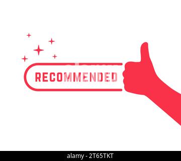 red recommended icon with thumb up Stock Vector