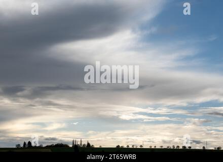 heavy clouds over the landscape, rainy clouds, the rain is coming Stock Photo