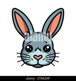 rabbit face cartoon vector illustration flat style front side Stock ...