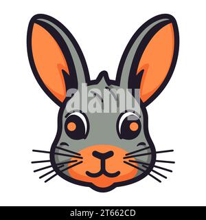 rabbit face cartoon vector illustration flat style front side Stock ...
