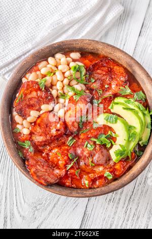 Bowl of chorizo and butter bean stew Stock Photo