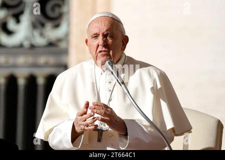 Vatican City, Vatican City. 08th Nov, 2023. Pope Francis attends his weekly general audience in St. PeterÕs Square at the Vatican, November 8, 2023. Credit: Riccardo De Luca - Update Images/Alamy Live News Stock Photo