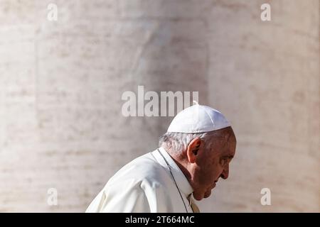 Vatican City, Vatican City. 08th Nov, 2023. Pope Francis leaves at the end of his weekly general audience in St. PeterÕs Square at the Vatican, November 8, 2023. Credit: Riccardo De Luca - Update Images/Alamy Live News Stock Photo