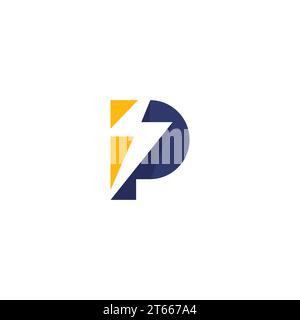 P Thunder Logo Simple Stock Vector