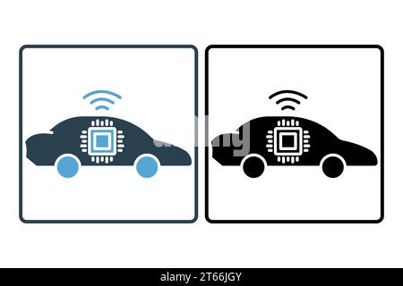 autonomous car icon. icon related to device, artificial intelligence. solid icon style. simple vector design editable Stock Vector