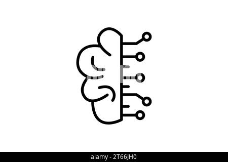 deep learning icon. icon related to device, artificial intelligence. line icon style. simple vector design editable Stock Vector
