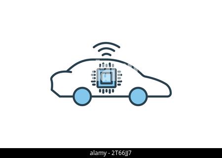 autonomous car icon. icon related to device, artificial intelligence. flat line icon style. simple vector design editable Stock Vector