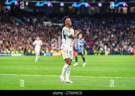 Madrid, Madrid, Spain. 8th Nov, 2023. Vinicius Junior (Real Madrid) during the football match of Uefa Champions League between Real Madrid vs Braga played at Bernabeu stadium on November 08, 2023 in Madrid, Spain (Credit Image: © Alberto Gardin/ZUMA Press Wire) EDITORIAL USAGE ONLY! Not for Commercial USAGE! Stock Photo