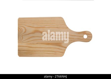 Wooden chopping board on a white background. Stock Photo