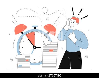Man with deadline vector line concept Stock Vector