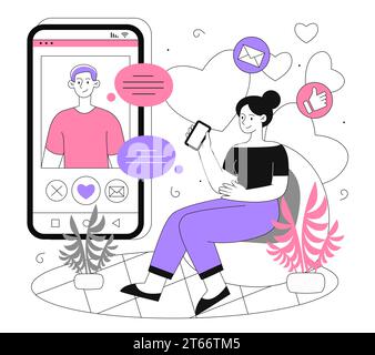 Knowledge in social networks vector line concept Stock Vector