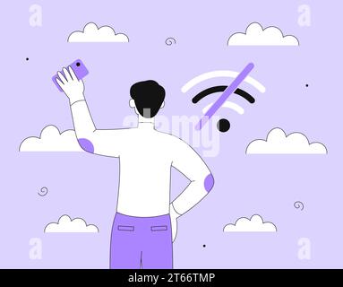 Man without internet signal vector concept Stock Vector