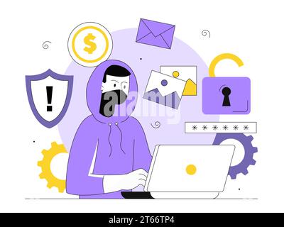 Hacking activity vector line concept Stock Vector