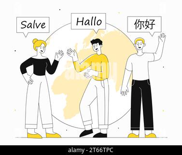 Mother tongue day vector line concept Stock Vector