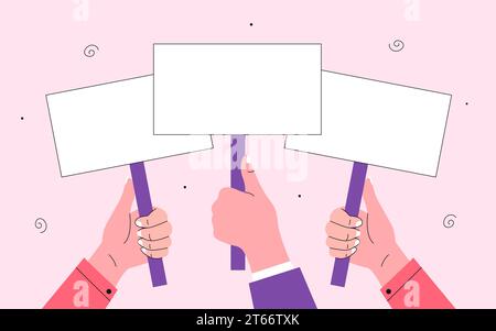 People with placards in hands vector concept Stock Vector