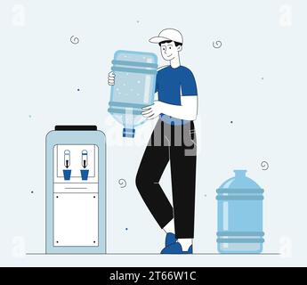 Replacement bottles vector line concept Stock Vector