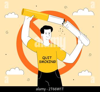 Man quit smoking vector concept Stock Vector