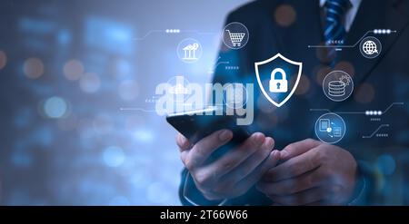 Global Network Security Cybersecurity Concept for Data Protection and Privacy technology, Blockchain networks, Digital security and encryption Distrib Stock Photo