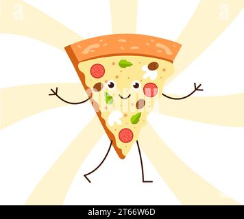 Slice of pizza character vector concept Stock Vector