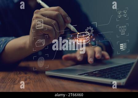distributed storage networks technology interconnected servers and data centers management as encryption and network security privacy digital assets. Stock Photo