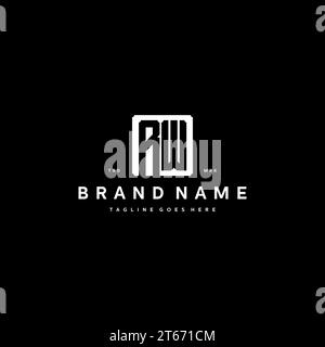 RW monogram logo initials with square rectangular shape isolated on black background initials vector graphic template Stock Vector