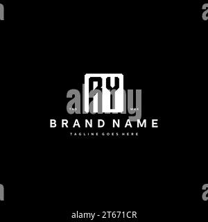 RY monogram logo initials with square rectangular shape isolated on black background initials vector graphic template Stock Vector