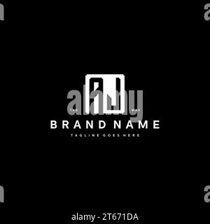 AJ monogram logo initials with square rectangular shape isolated on black background initials vector graphic template Stock Vector