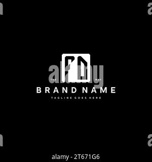 FD monogram logo initials with square rectangular shape isolated on black background initials vector graphic template Stock Vector