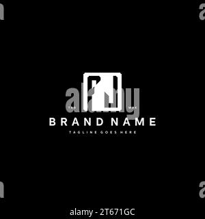 FJ monogram logo initials with square rectangular shape isolated on black background initials vector graphic template Stock Vector