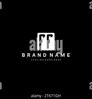 FF monogram logo initials with square rectangular shape isolated on black background initials vector graphic template Stock Vector
