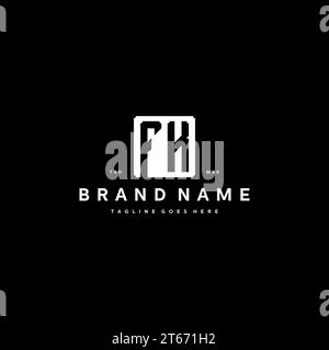 FK monogram logo initials with square rectangular shape isolated on black background initials vector graphic template Stock Vector