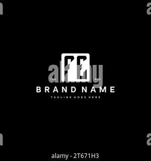 FE monogram logo initials with square rectangular shape isolated on black background initials vector graphic template Stock Vector