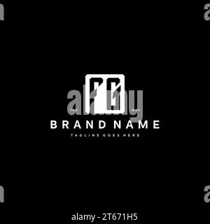 FG monogram logo initials with square rectangular shape isolated on black background initials vector graphic template Stock Vector
