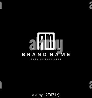 AM monogram logo initials with square rectangular shape isolated on black background initials vector graphic template Stock Vector