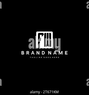 FW monogram logo initials with square rectangular shape isolated on black background initials vector graphic template Stock Vector
