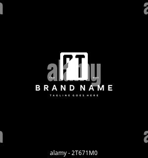 FT monogram logo initials with square rectangular shape isolated on black background initials vector graphic template Stock Vector