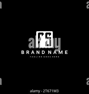 FS monogram logo initials with square rectangular shape isolated on black background initials vector graphic template Stock Vector