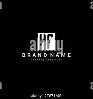HF monogram logo initials with square rectangular shape isolated on black background initials vector graphic template Stock Vector