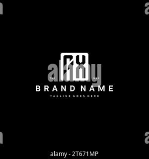 GX monogram logo initials with square rectangular shape isolated on black background initials vector graphic template Stock Vector