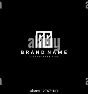 GG monogram logo initials with square rectangular shape isolated on black background initials vector graphic template Stock Vector