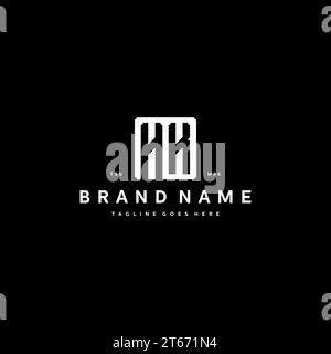 HK monogram logo initials with square rectangular shape isolated on black background initials vector graphic template Stock Vector