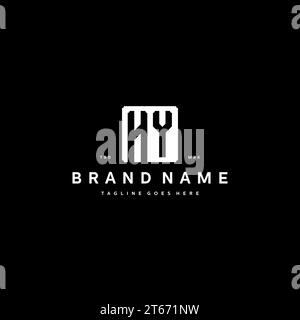 HY monogram logo initials with square rectangular shape isolated on black background initials vector graphic template Stock Vector