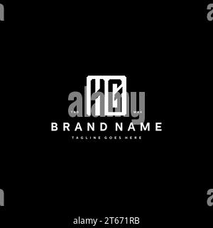 HG monogram logo initials with square rectangular shape isolated on black background initials vector graphic template Stock Vector
